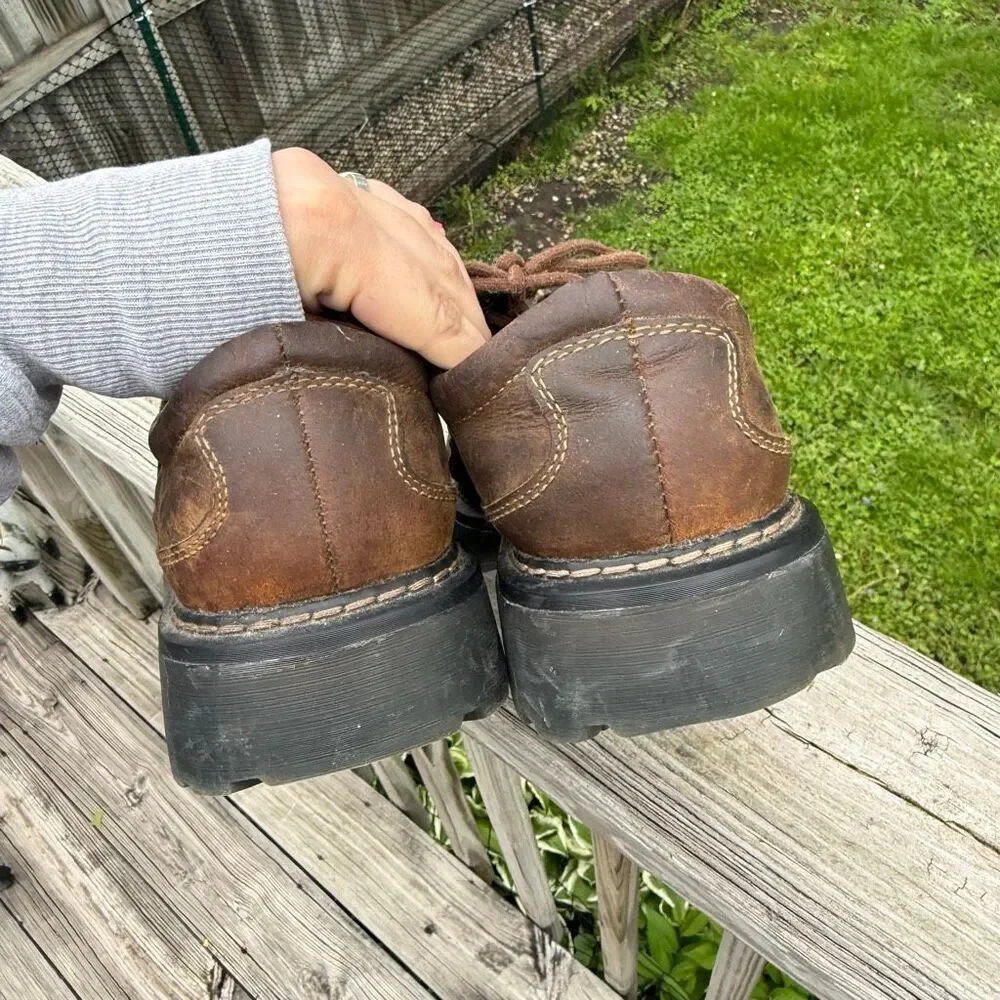 Y2K Urban Up Brown Leather Platform Lug Sole Men’s Chunky Shoes
